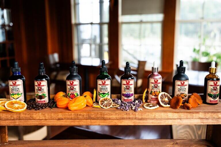 Noyo Harbor Bitters Lineup Inside with Ingredients